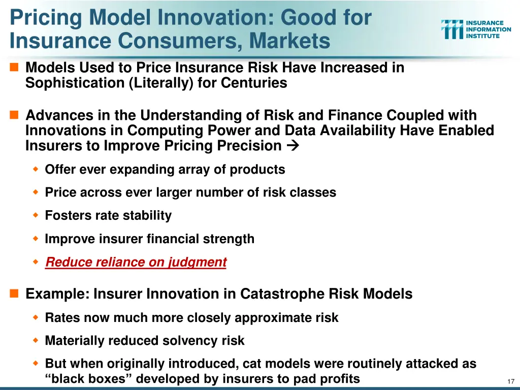 pricing model innovation good for insurance