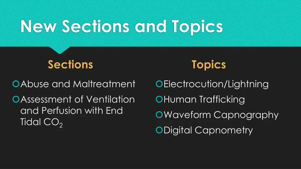 new sections and topics