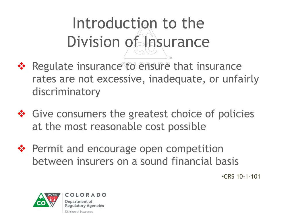 introduction to the division of insurance