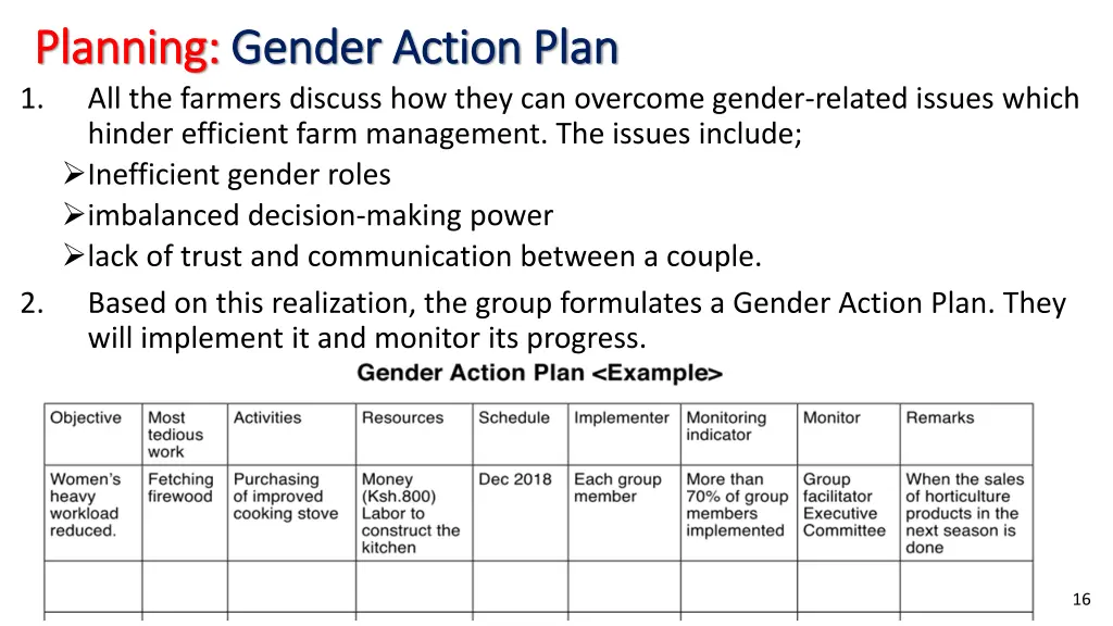 planning planning gender action plan gender