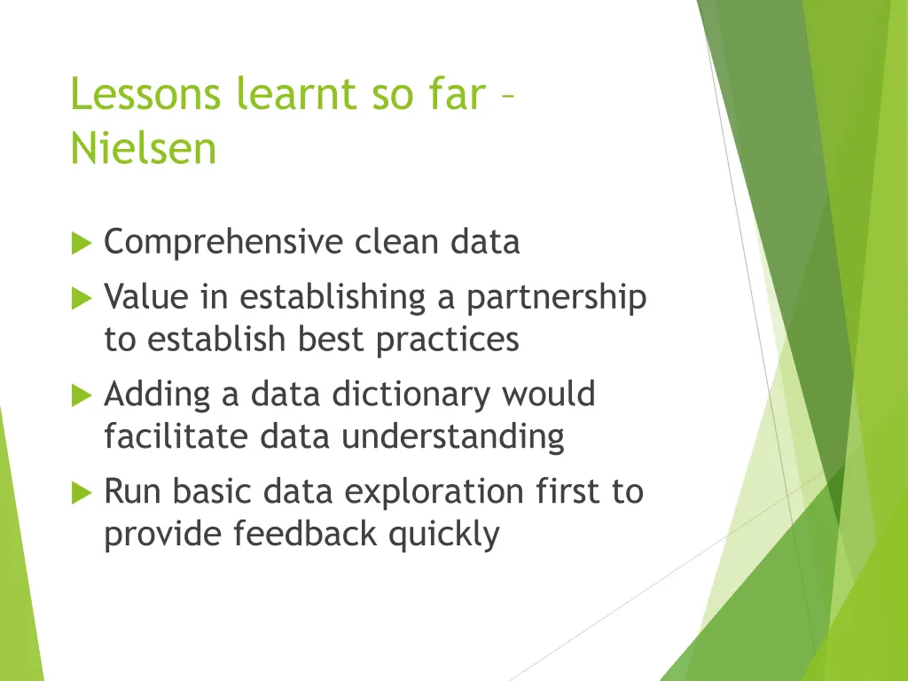 lessons learnt so far nielsen