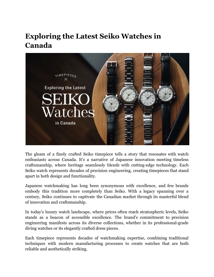 exploring the latest seiko watches in canada