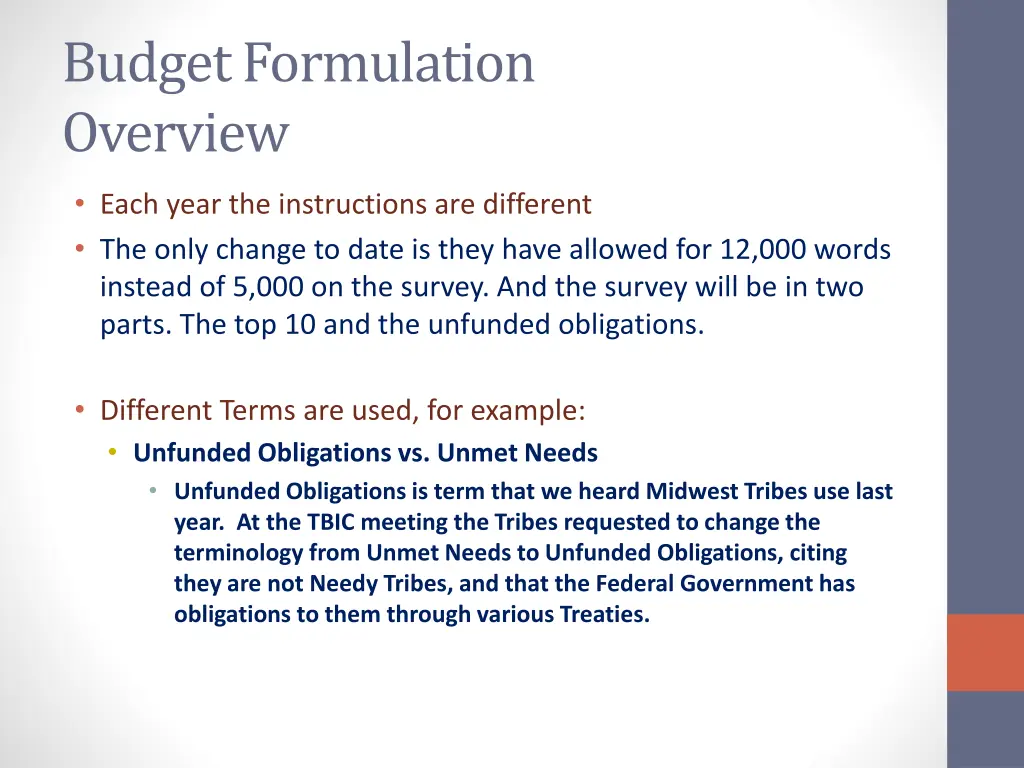 budget formulation overview