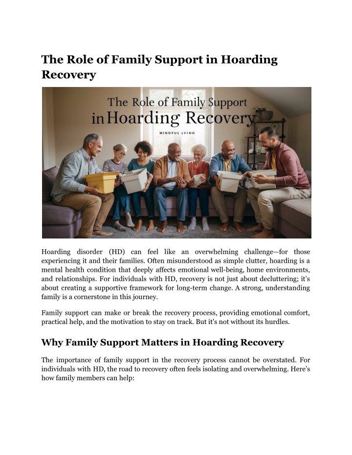 the role of family support in hoarding recovery