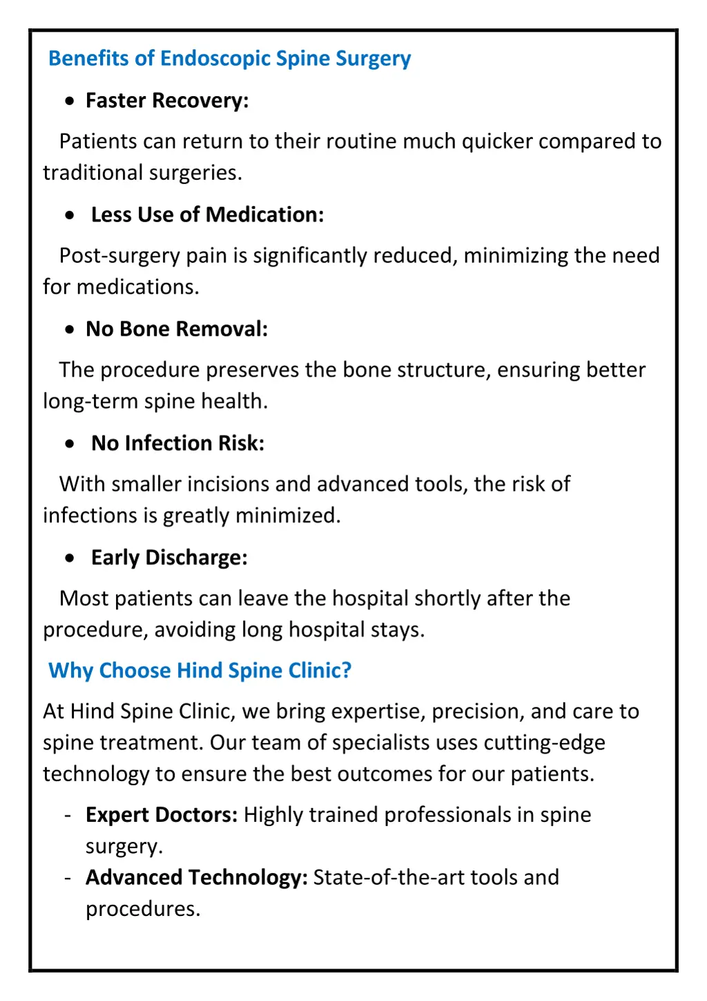 benefits of endoscopic spine surgery