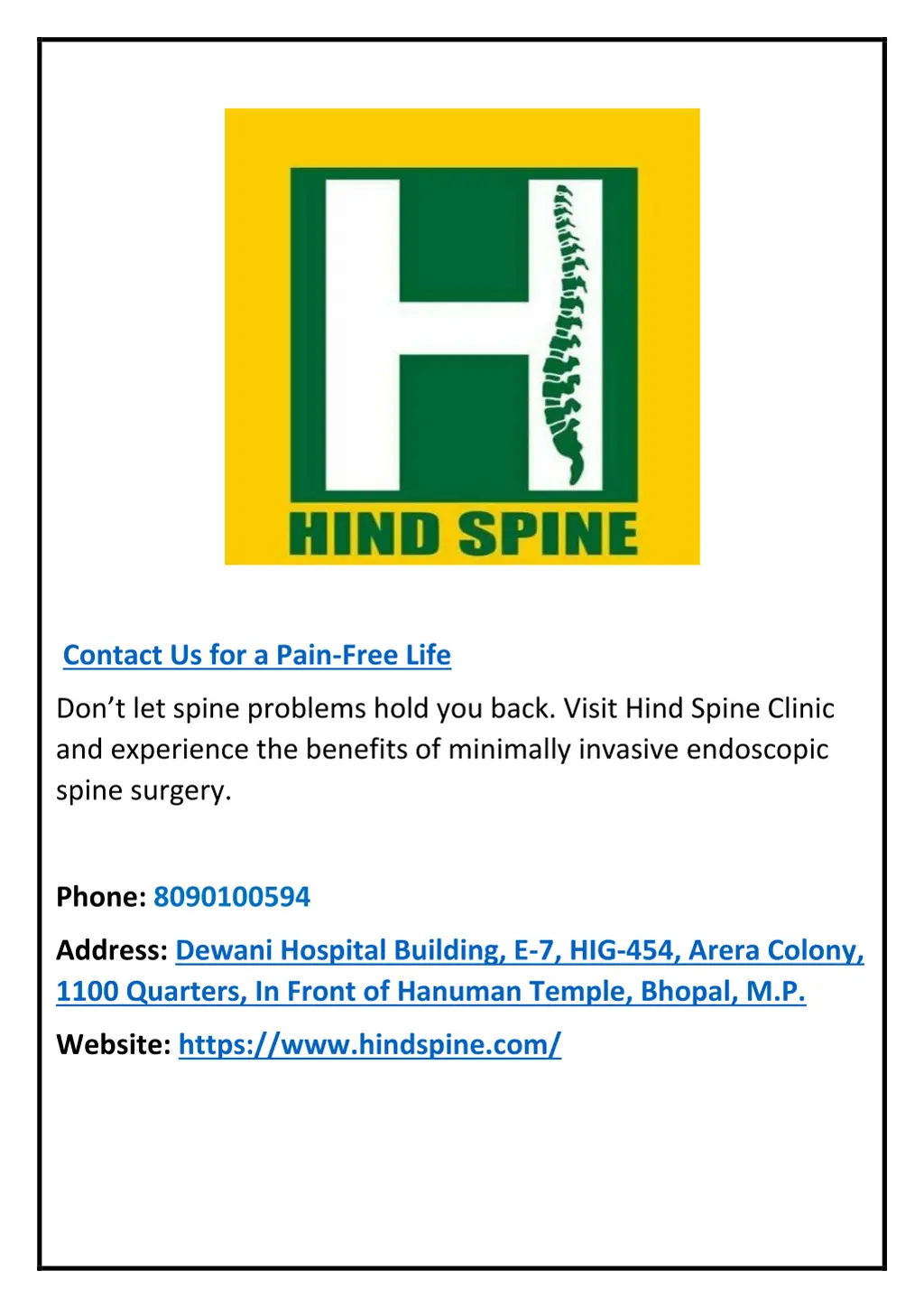 contact us for a pain free life