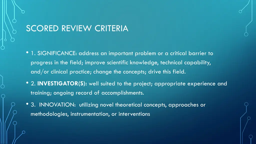 scored review criteria