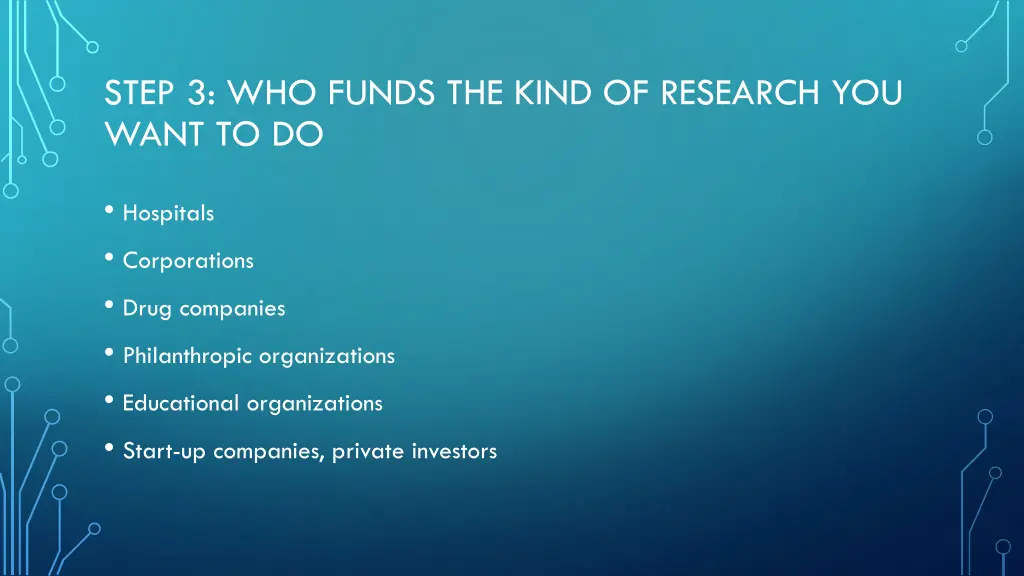 step 3 who funds the kind of research you want