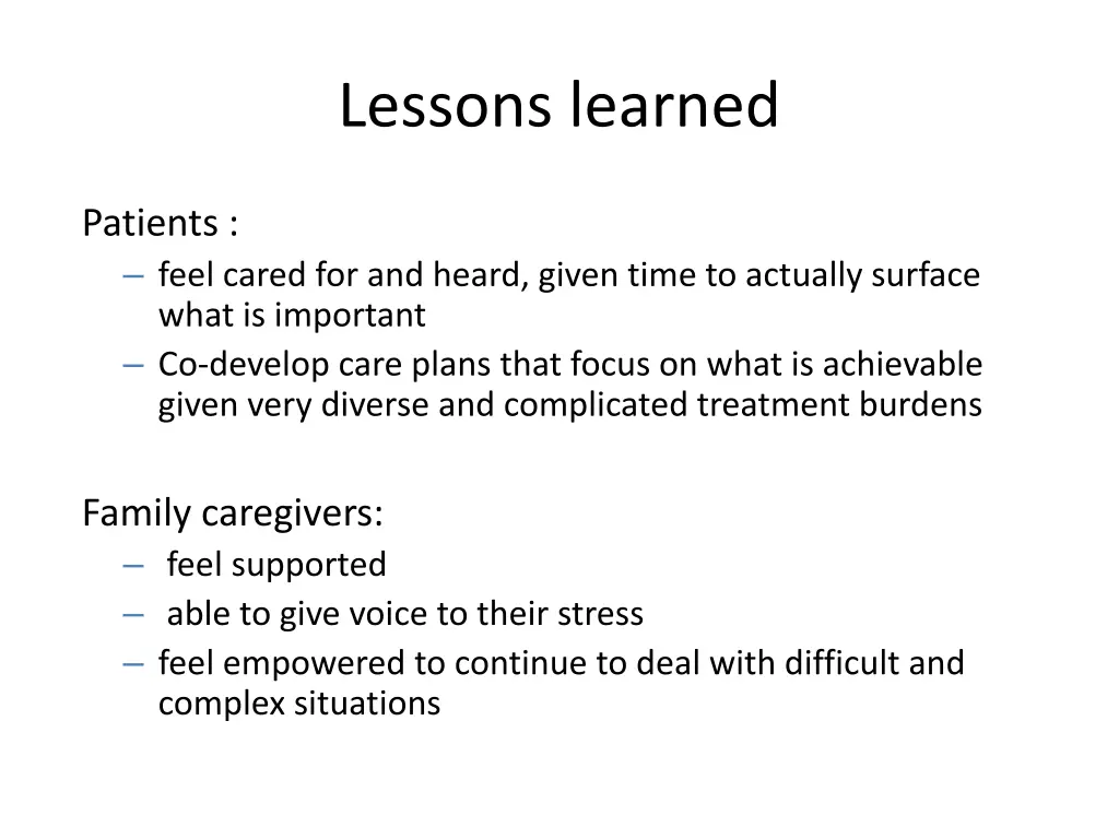 lessons learned