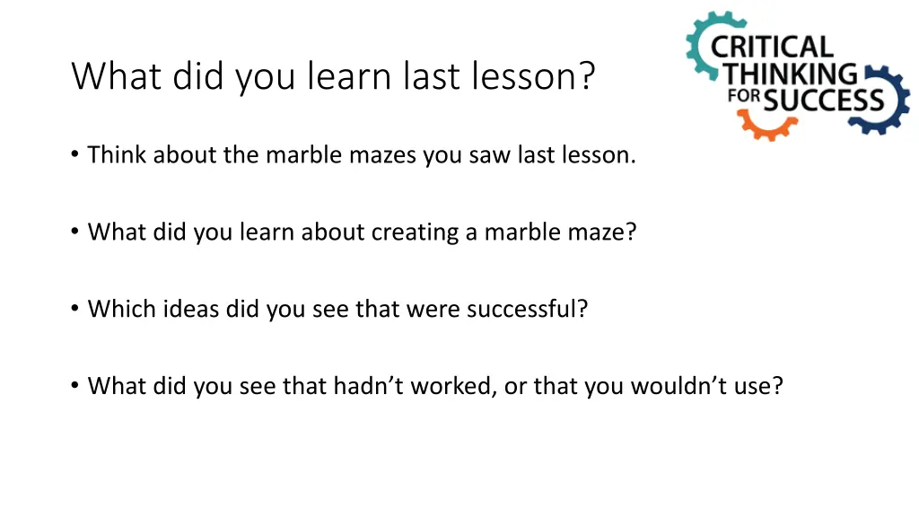 what did you learn last lesson