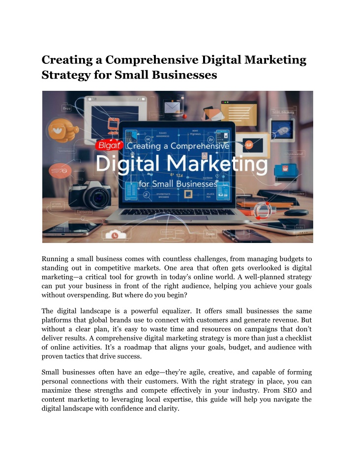 creating a comprehensive digital marketing