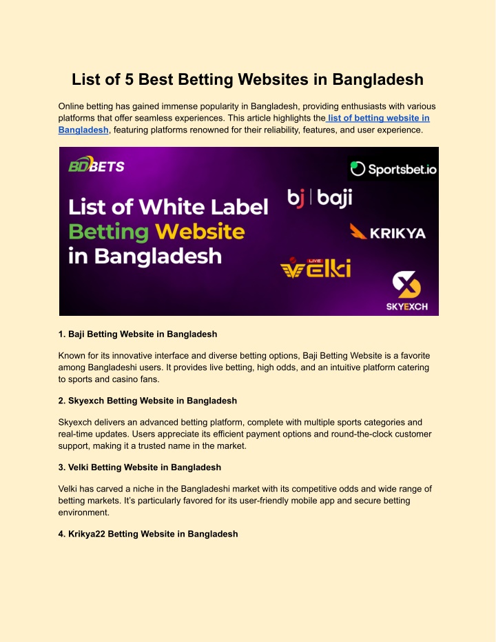 list of 5 best betting websites in bangladesh