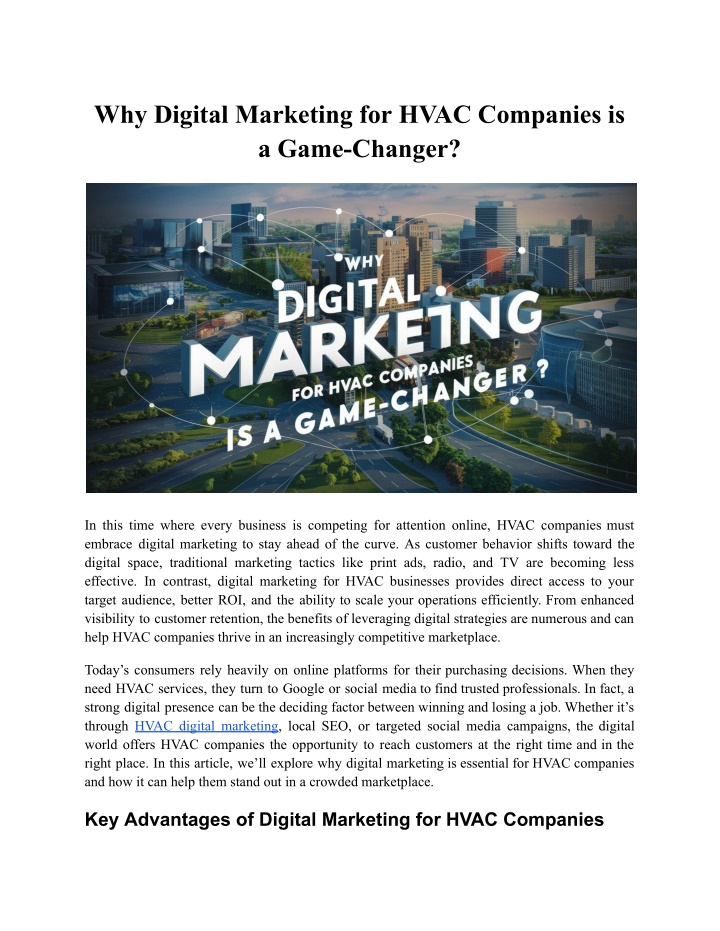 why digital marketing for hvac companies