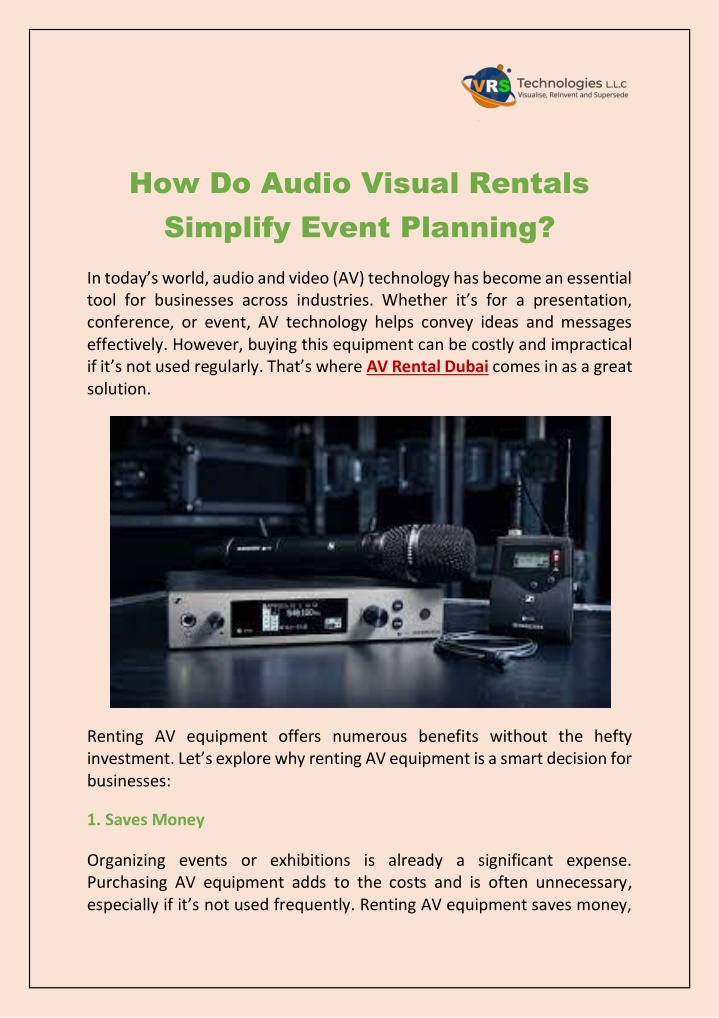 how do audio visual rentals simplify event