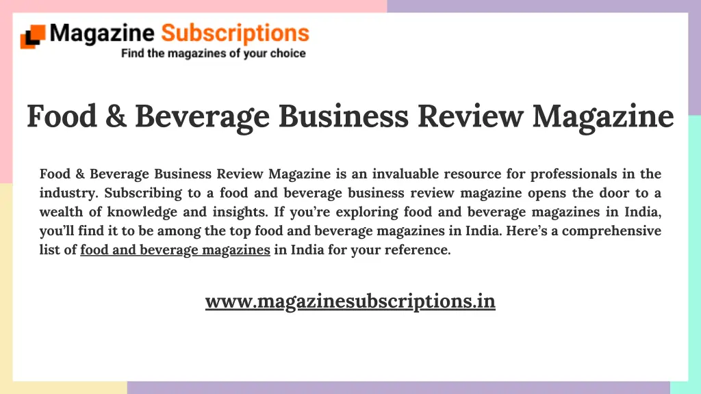 food beverage business review magazine