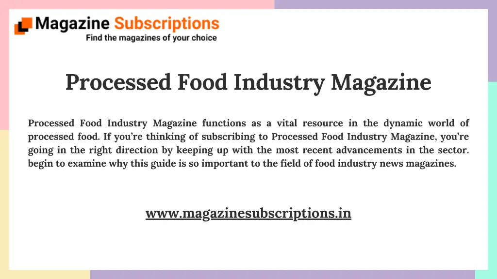 processed food industry magazine