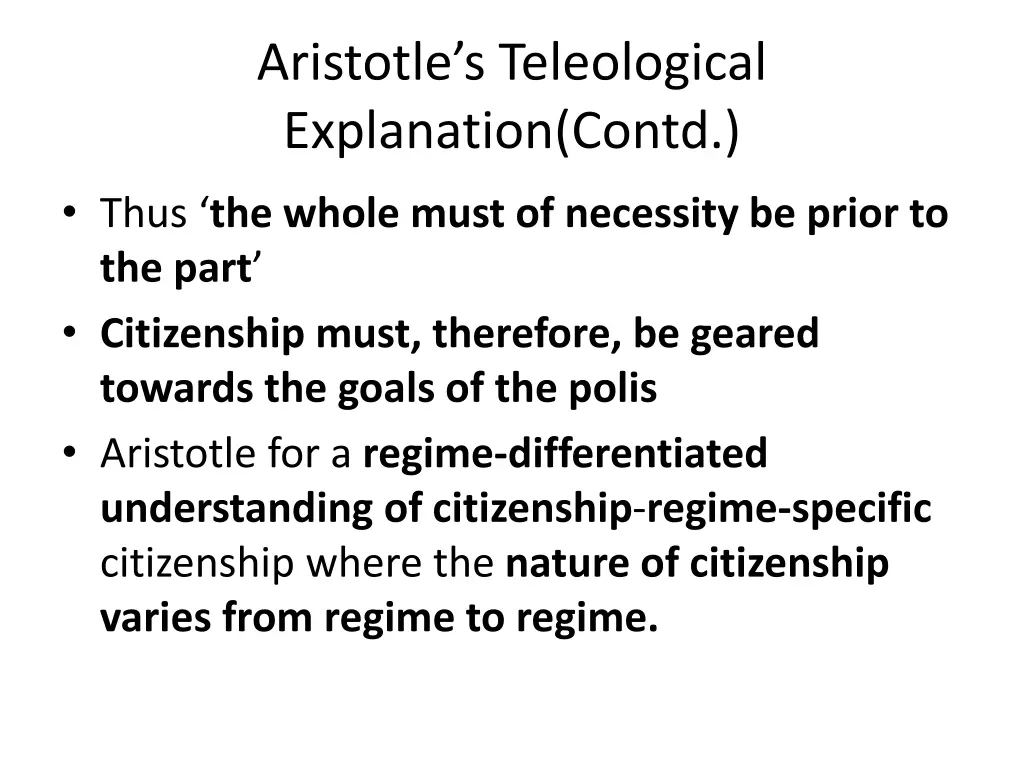 aristotle s teleological explanation contd