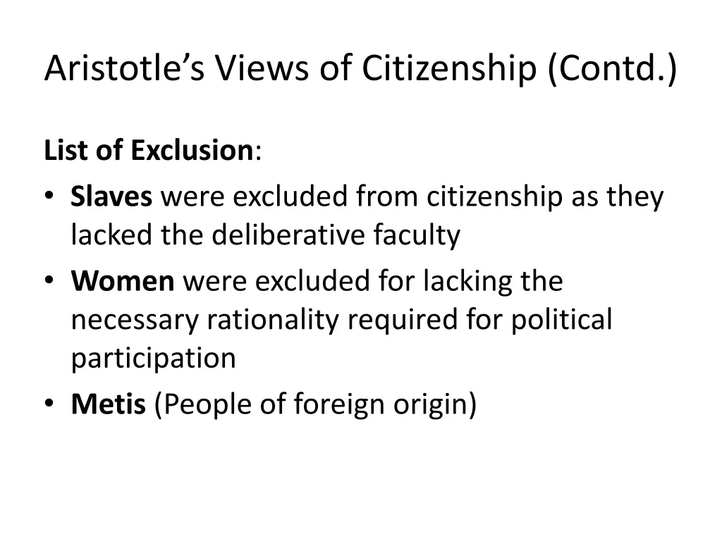 aristotle s views of citizenship contd