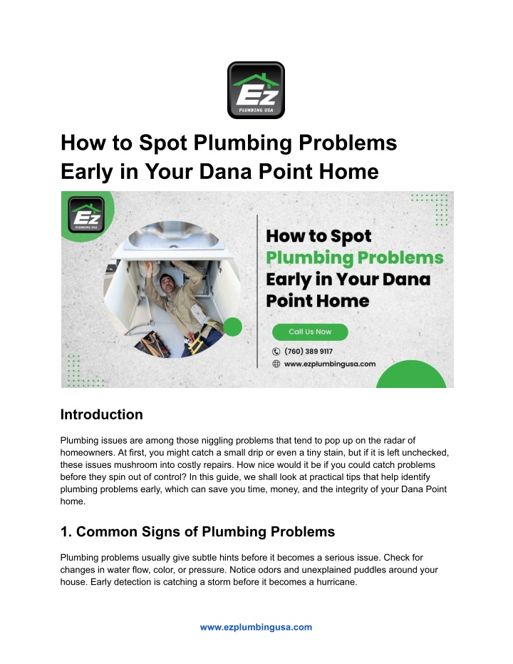 how to spot plumbing problems early in your dana