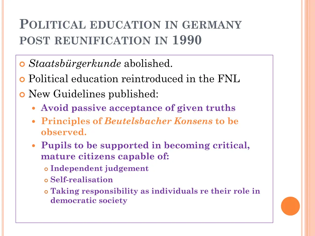 p olitical education in germany post