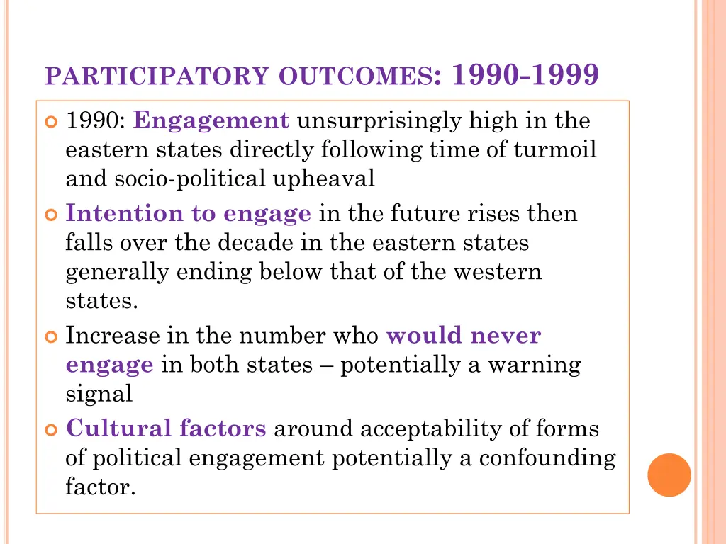 participatory outcomes 1990 1999