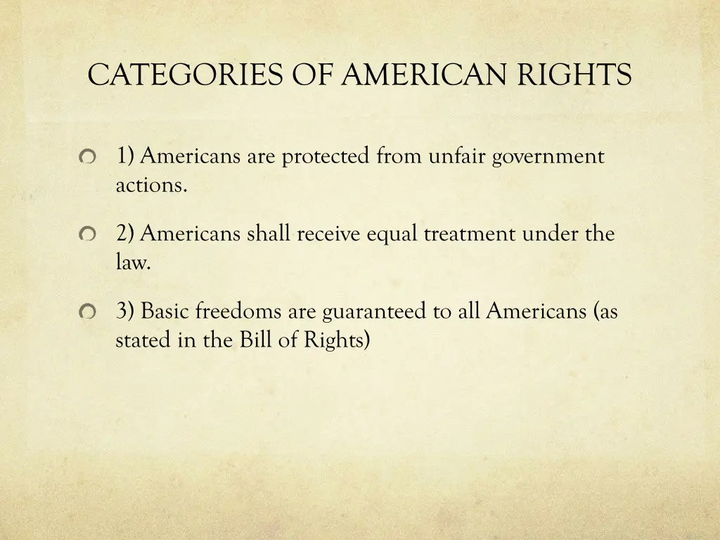 categories of american rights