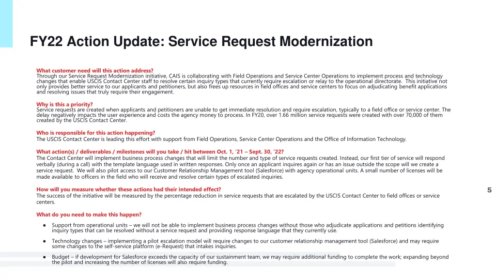 fy22 action update service request modernization