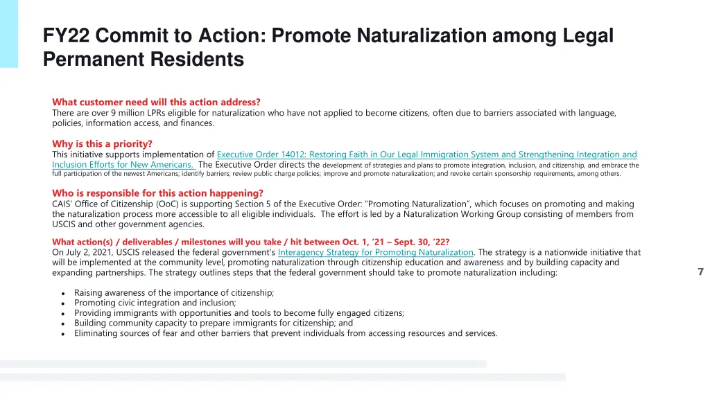 fy22 commit to action promote naturalization