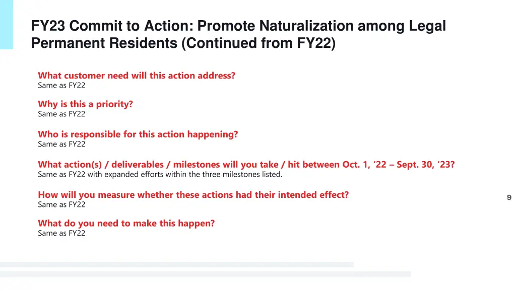 fy23 commit to action promote naturalization