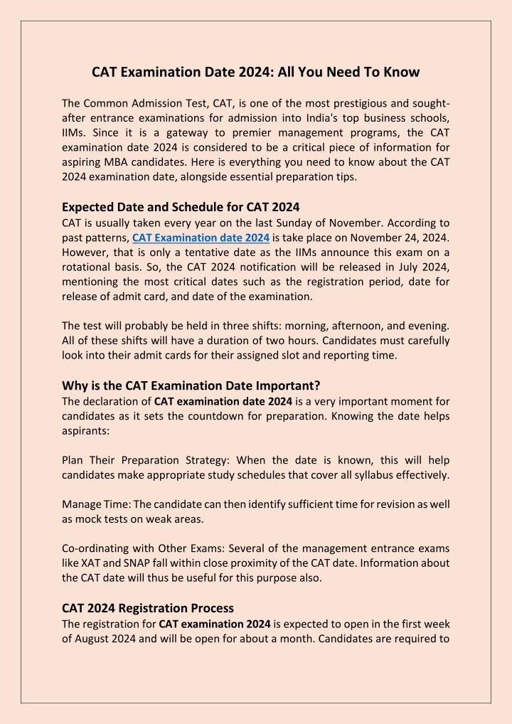 cat examination date 2024 all you need to know