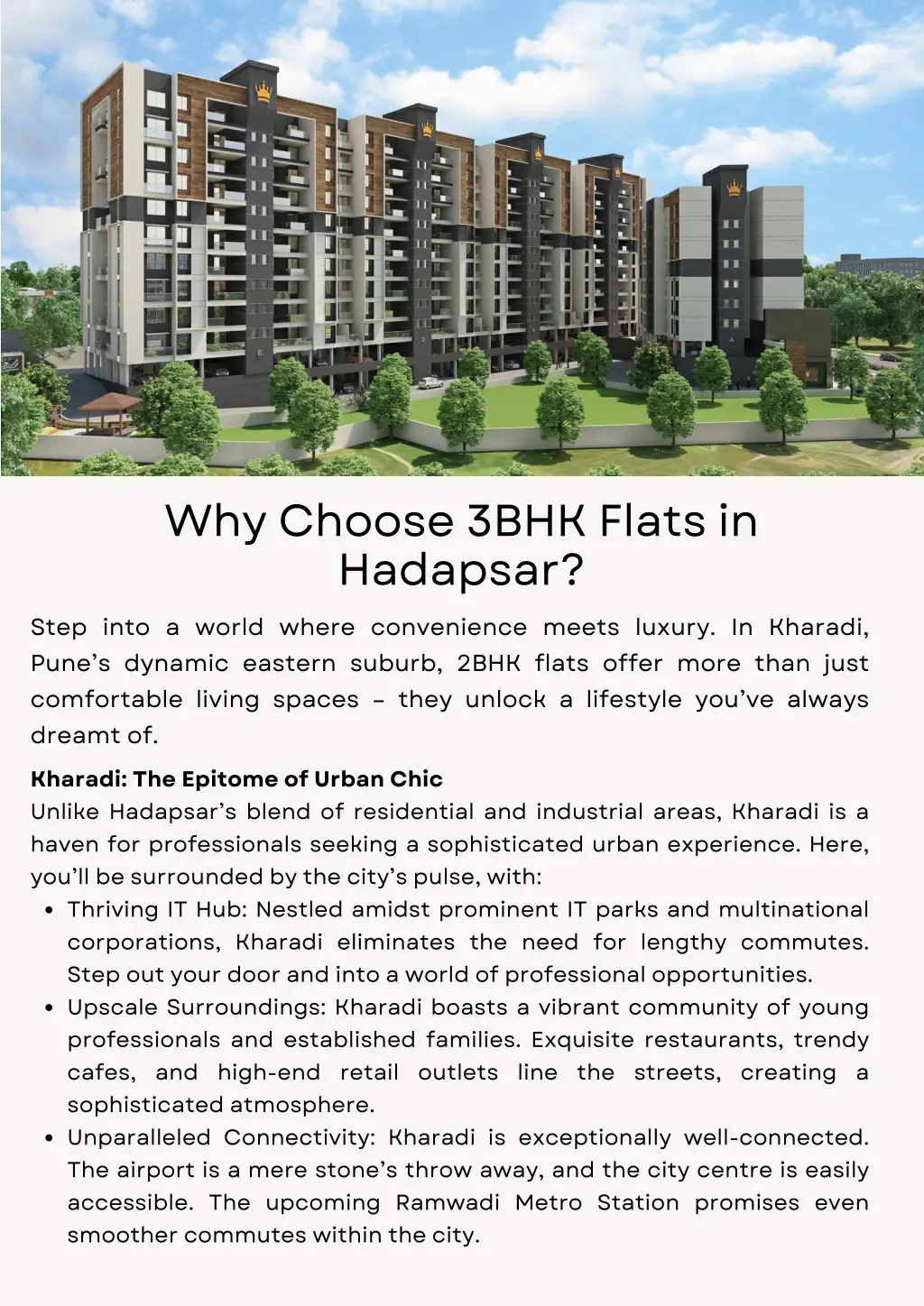 why choose 3bhk flats in hadapsar step into