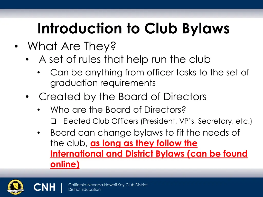 introduction to club bylaws