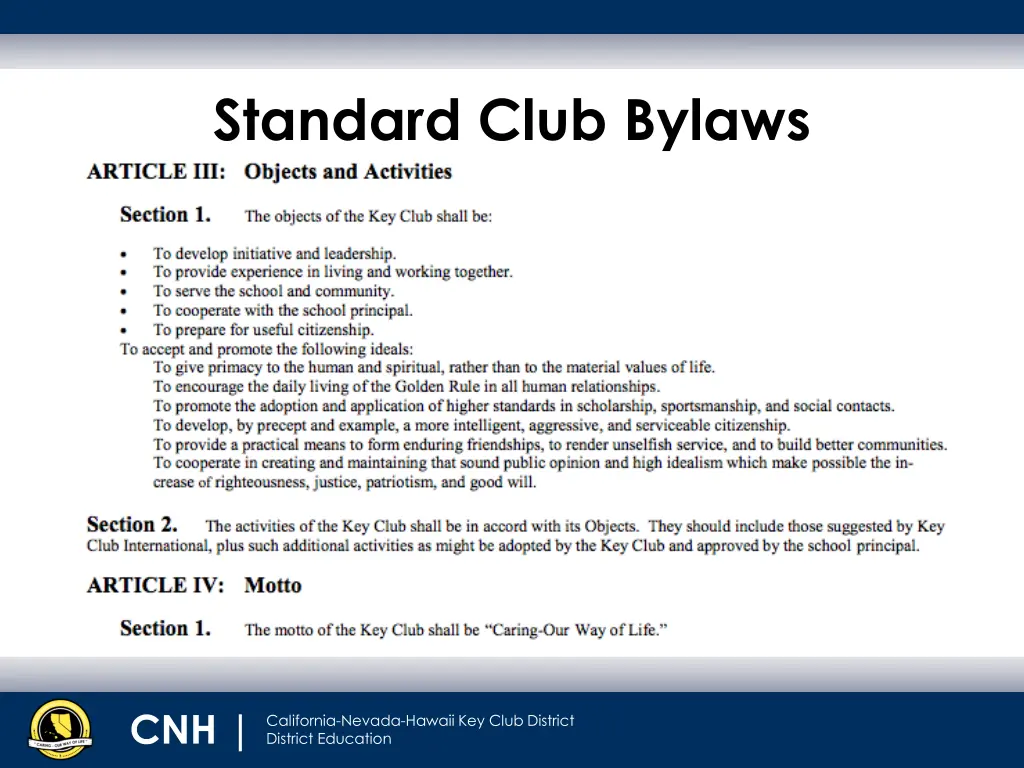 standard club bylaws 1