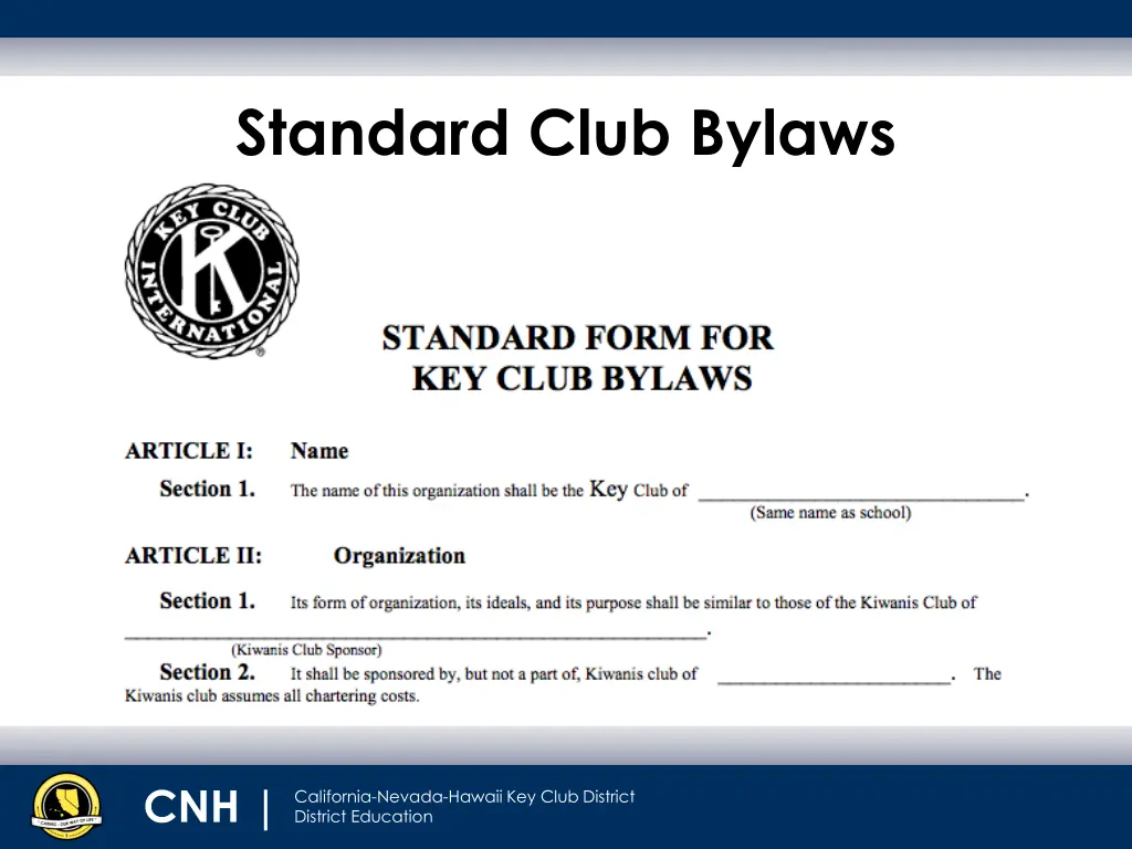 standard club bylaws