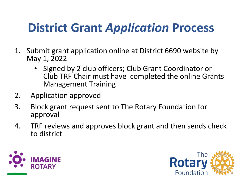 district grant application process