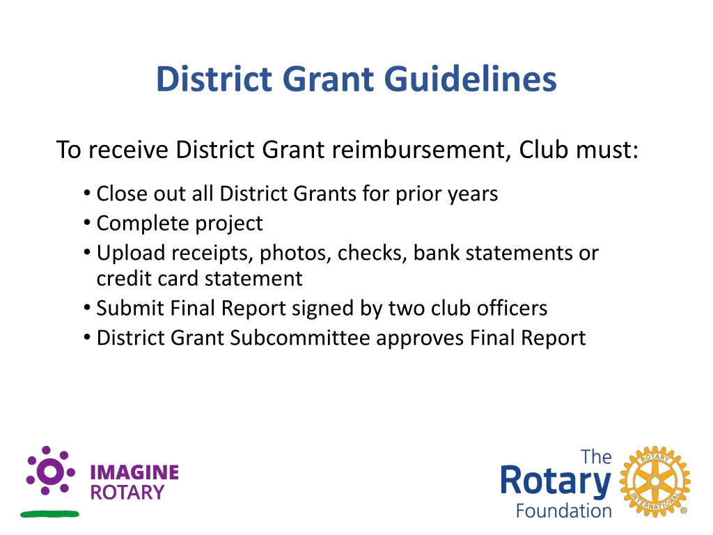 district grant guidelines