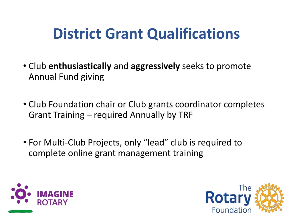 district grant qualifications