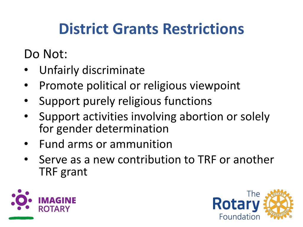 district grants restrictions 1