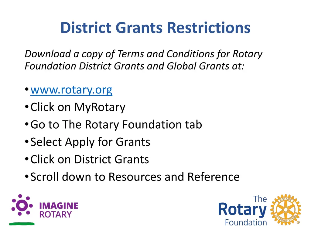 district grants restrictions 6