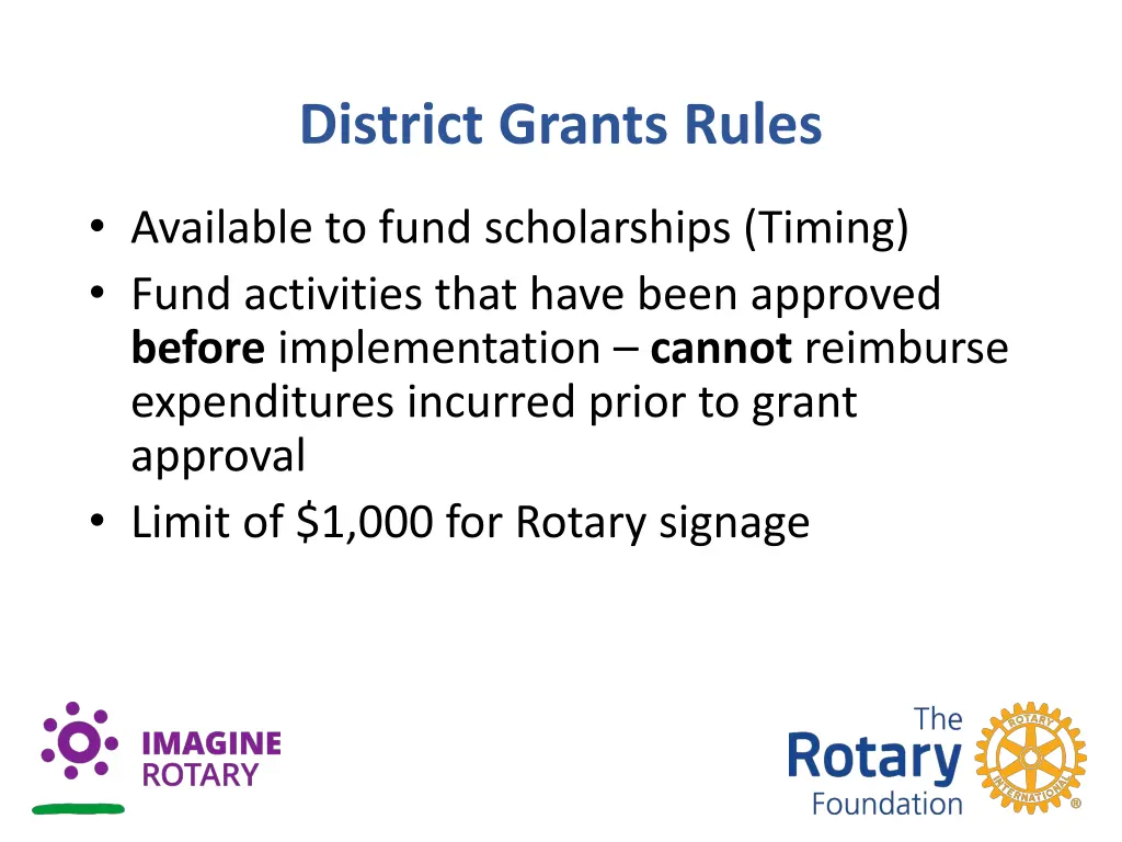 district grants rules