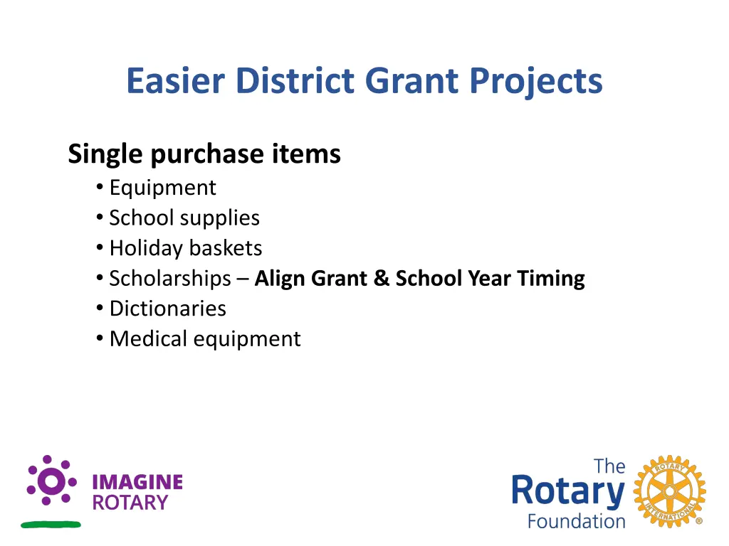 easier district grant projects