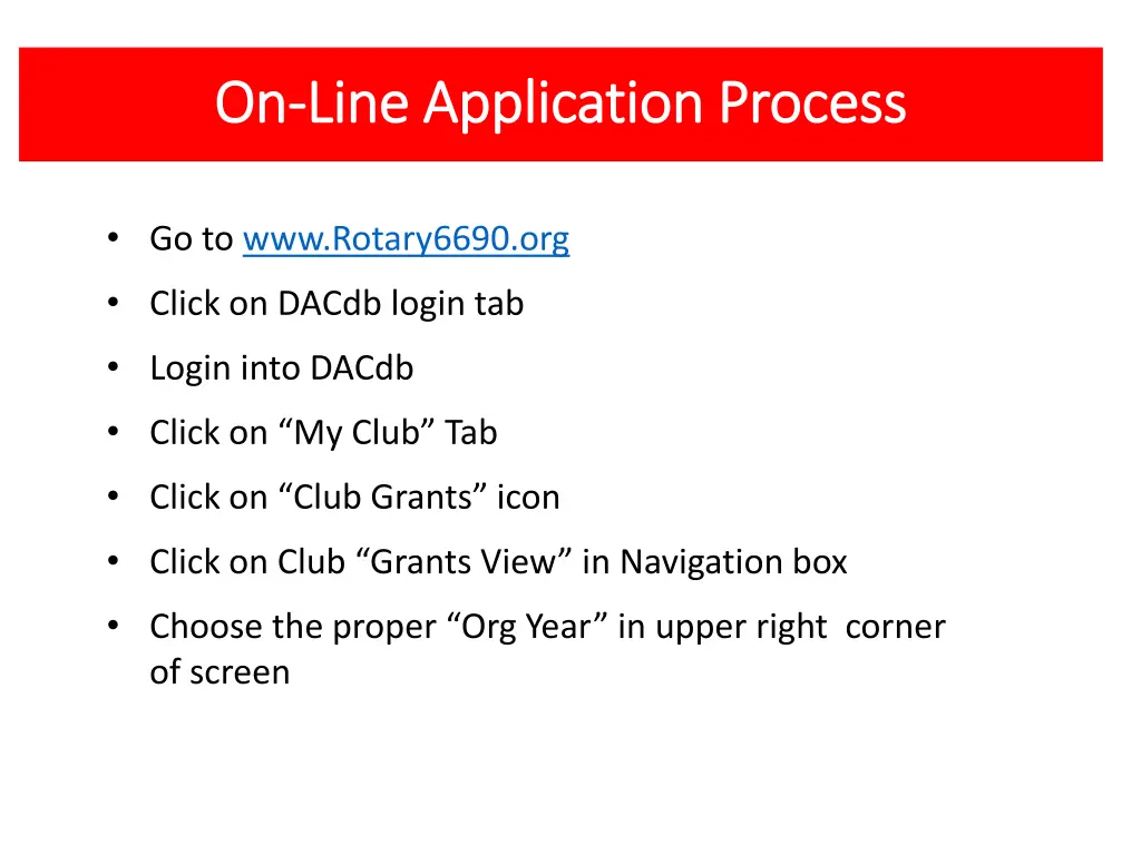 on on line application process line application