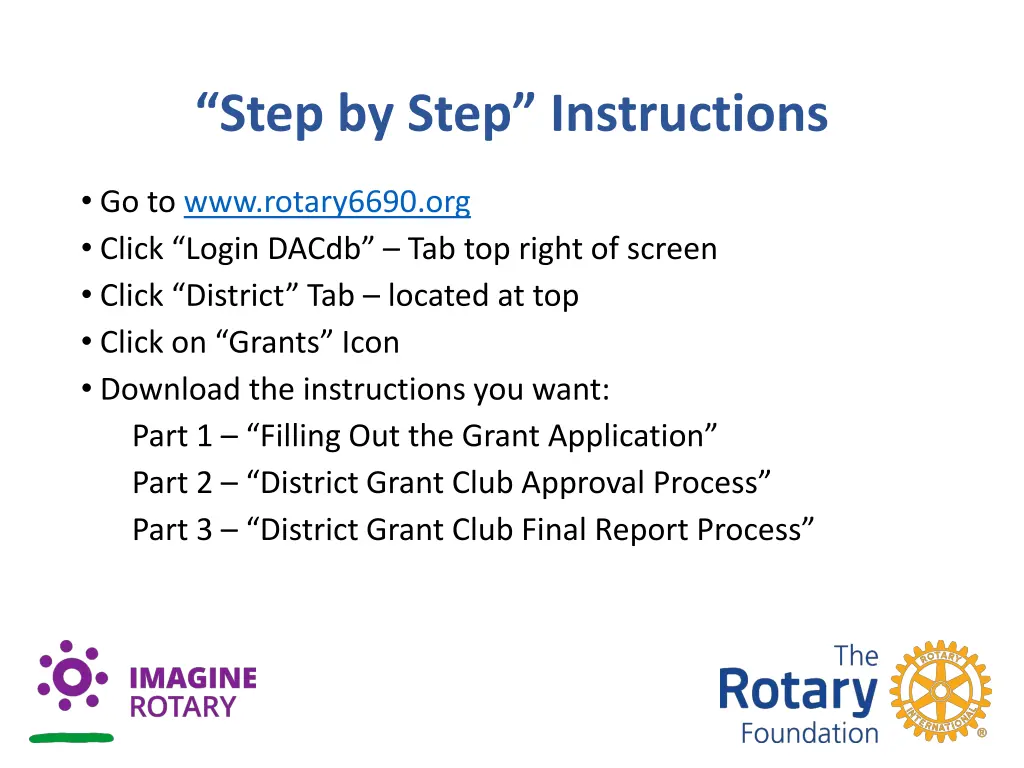 step by step instructions 1