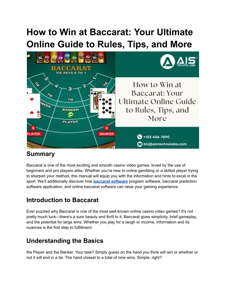 how to win at baccarat your ultimate online guide