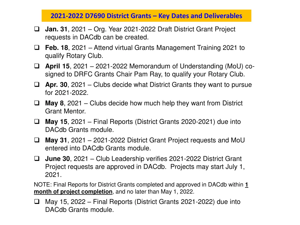 2021 2022 d7690 district grants key dates