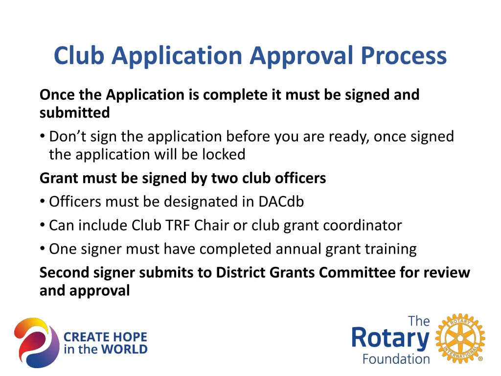 club application approval process