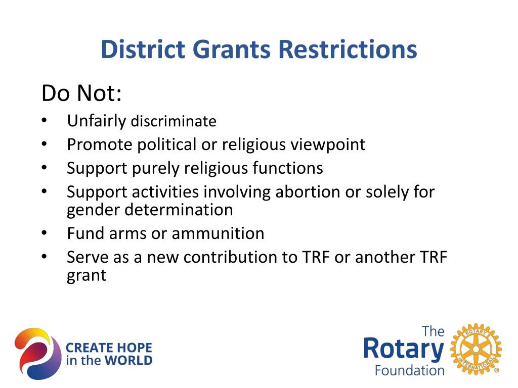 district grants restrictions 1