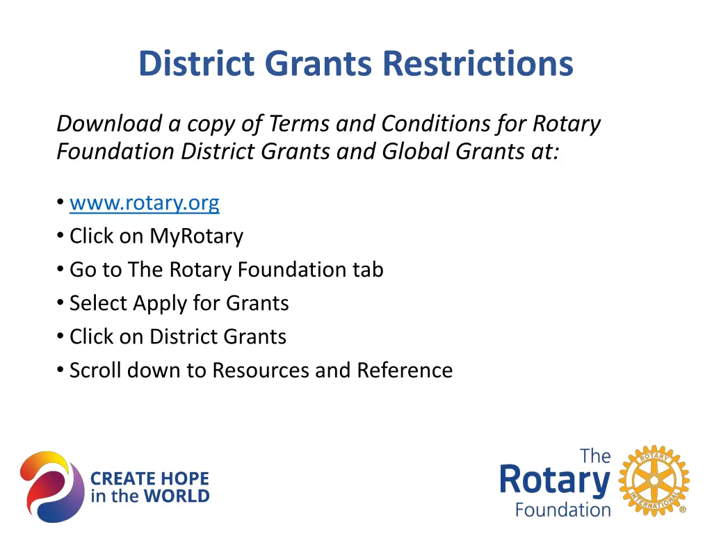 district grants restrictions 6