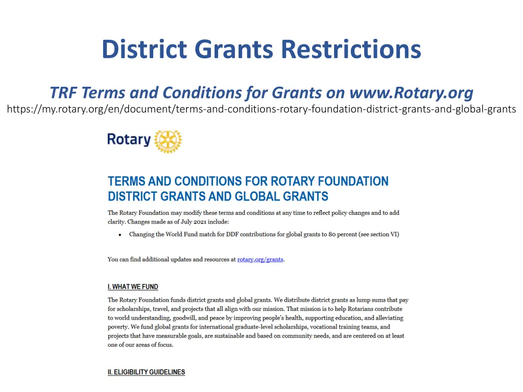 district grants restrictions