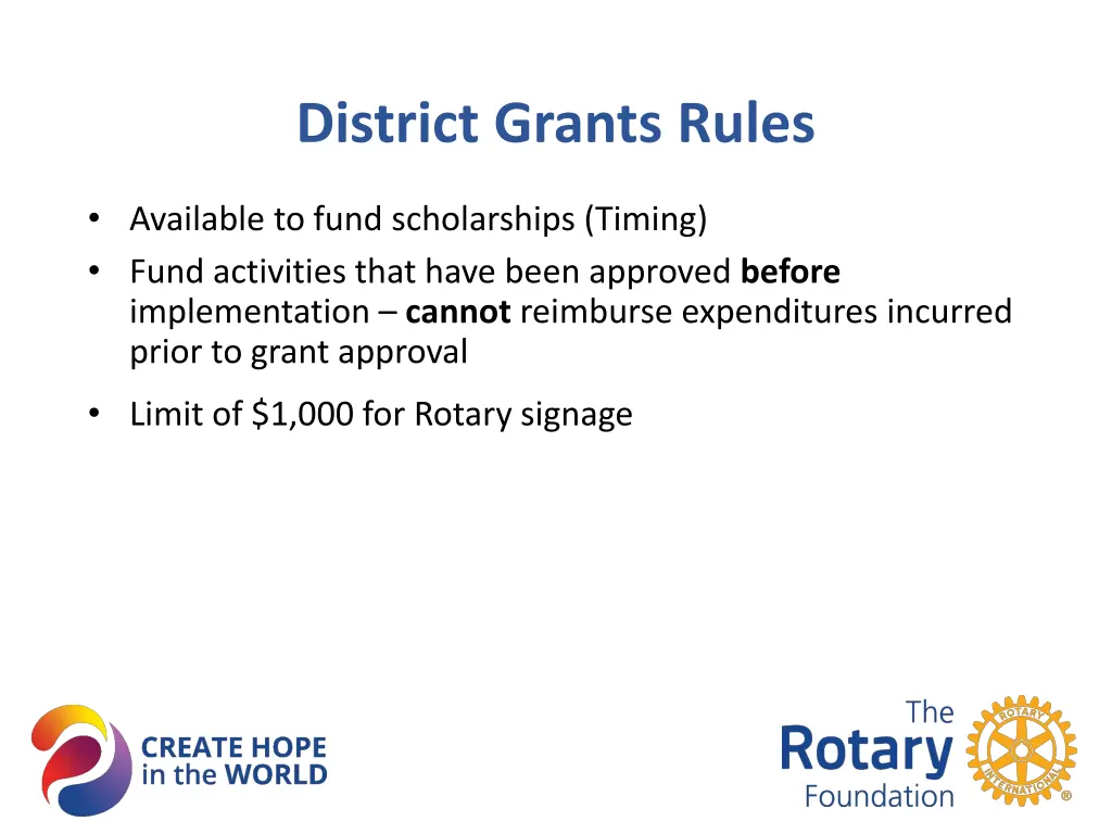 district grants rules